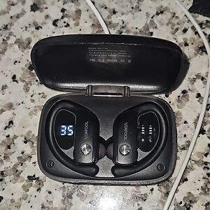BMANI T16 True Wireless Earbuds with Ear hooks 5.0 HiFi Dual LED Display Black